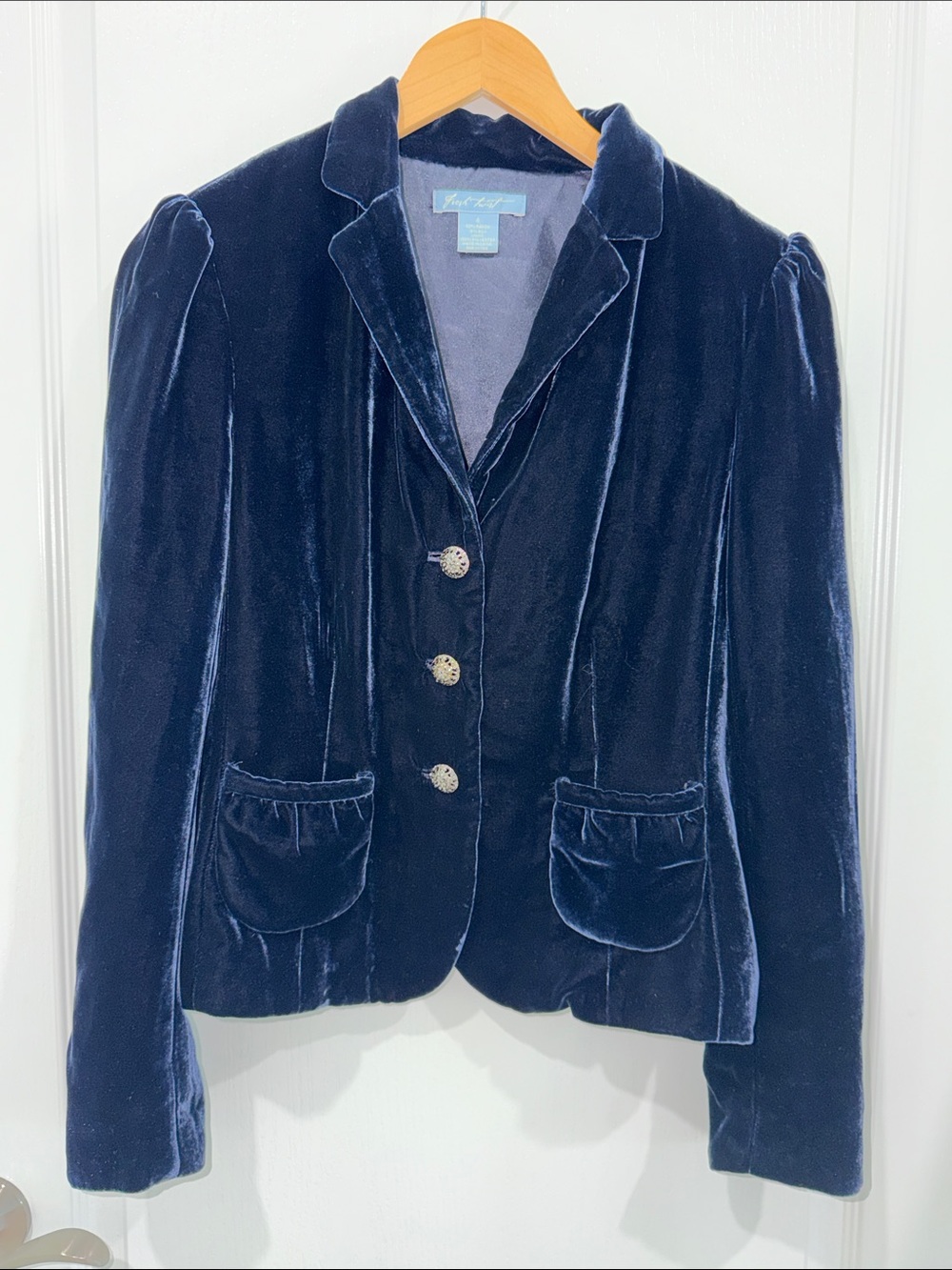 French Toast Velvet Tailored Blazer Jacket - Navy with decoration buttons size 4